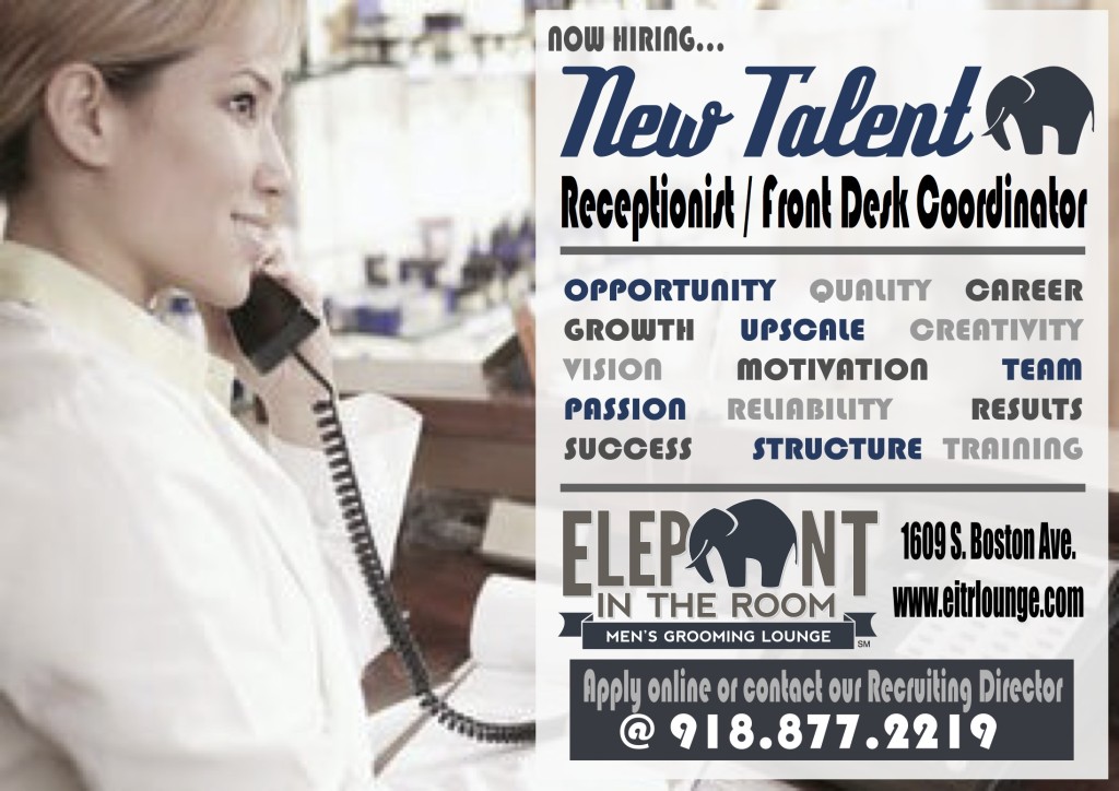 Front desk hiring flyer Elephant in the Room